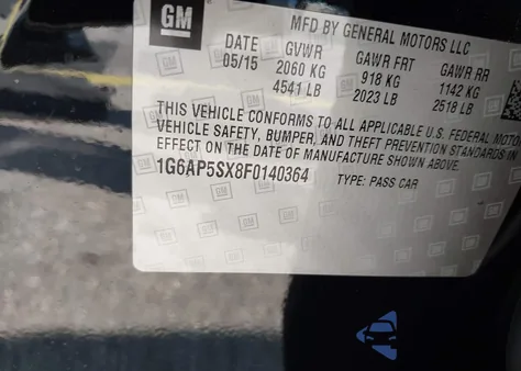 2015 Cadillac Cts из США, поврежденный, VIN 1G6AP5SX8F0140364